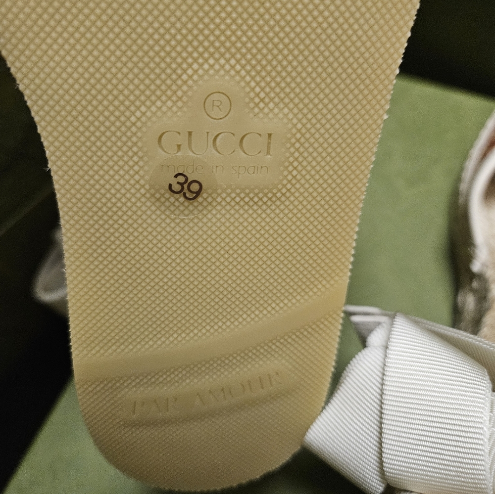 New Gucci GG Logo Wedge Ankle Strap Heels Shoes Size 39 - Picture 7 of 7